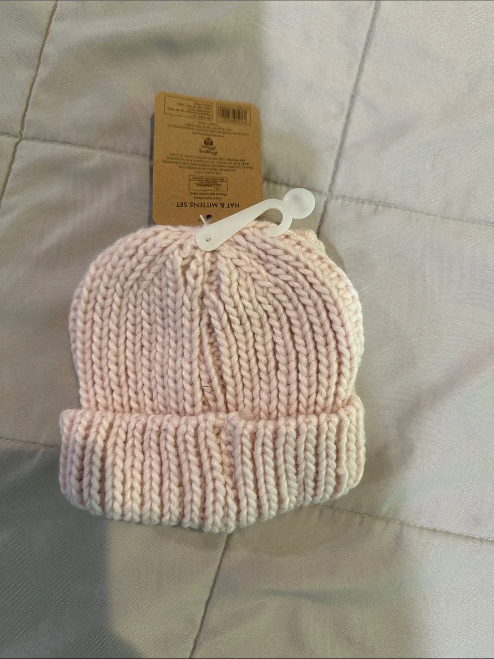 Carhartt Pink Quilted Baby Overalls, Bear Paw Light Pink Knit Hat & Sleeper 3 MO